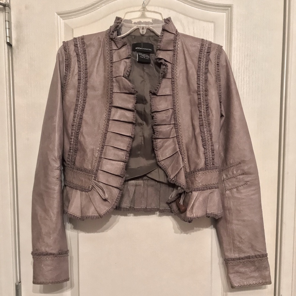 MODA International Ruffle Leather Jacket - Picture 7 of 10